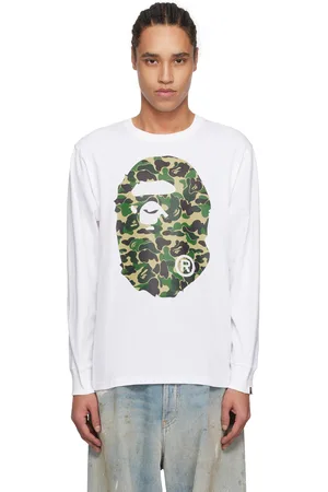 BAPE White ABC Camo Big Ape Head LS T-shirt