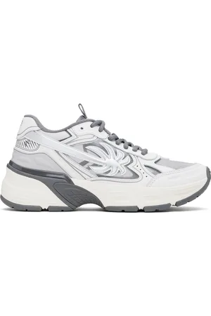 Palm Angels Gray & White PA 4 Leather Sneakers