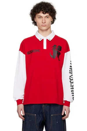 Kusikohc Red & White Rugby Long Sleeve Polo