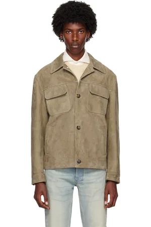 LARDINI Taupe Paneled Leather Jacket