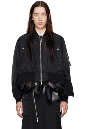 SACAI Black Nylon Twill Bomber Jacket