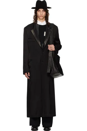 YOHJI YAMAMOTO Black Leather Collar Long Coat