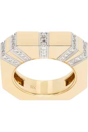 Rainbow K Gold Bold Line Pavé Diamond Ring
