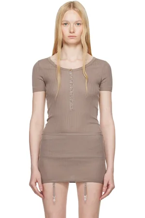 LEMAIRE Taupe Buttoned Rib Bodysuit