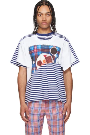Charles Jeffrey Loverboy White & Navy Auld Hag Edition Double T-shirt