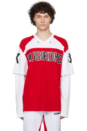 Kusikohc Red & White Baseball Long Sleeve T-shirt