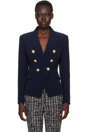 Balmain Blue 6-Button Cotton Blazer