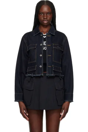 We11 Done Navy Cropped Denim Jacket