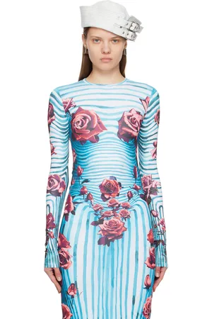 Jean Paul Gaultier Blue & Red Flower Body Morphing Long Sleeve T-Shirt