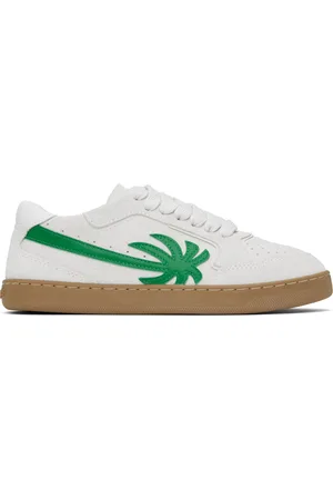Palm Angels Off-White & Green New Palm 1 Suede Sneakers