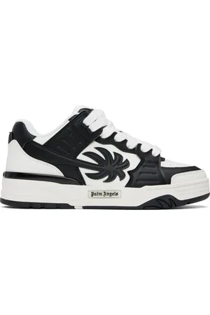 Palm Angels White & Black Venice Leather Sneakers