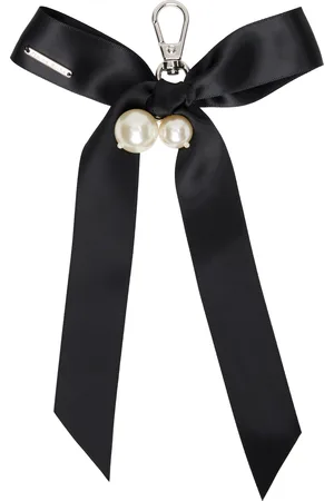 Simone Rocha Black Bow & Faux-Pearl Bag Charm Keychain