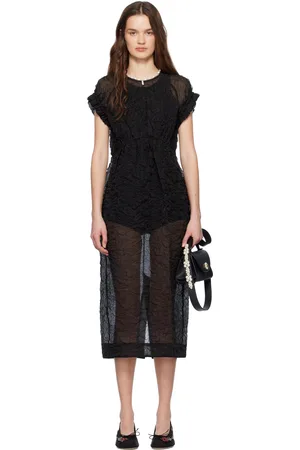 Simone Rocha Elasticated Gathered Sleeve Tulip Midi Dress