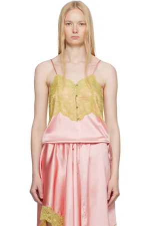 DRIES VAN NOTEN Pink & Green Lace Tank Top