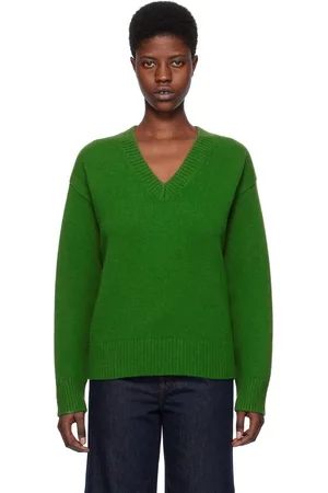 Totême Green V-Neck Sweater