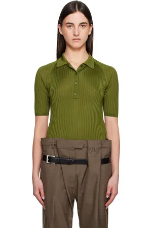Acne Studios Green Silk Polo
