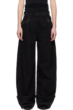 Simone Rocha Black Turbo Embellished Puddle Jeans
