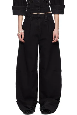 Simone Rocha Black Embellished Puddle Jeans