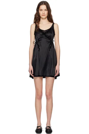 Simone Rocha Black Negligee Satin Patchwork Ballet Minidress