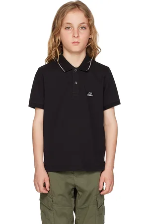 C.P. Company Kids Black Embroidered Polo
