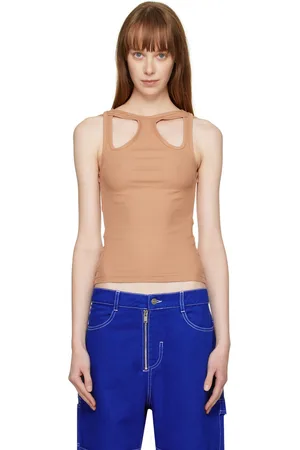 DION LEE Tan Shift Loop Tank Top