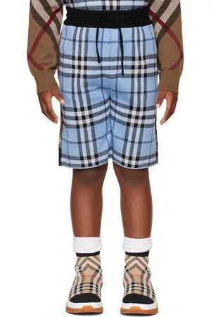 Burberry Kids Blue Contrast Check Shorts