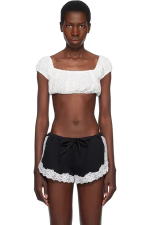 yuhan wang Floral Embroidered Crop T-shirt