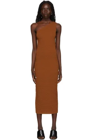 Helmut Lang Brown Viscose Midi Dress