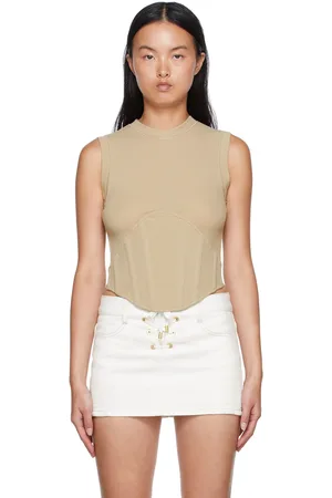 DION LEE Beige Cotton Tank Top