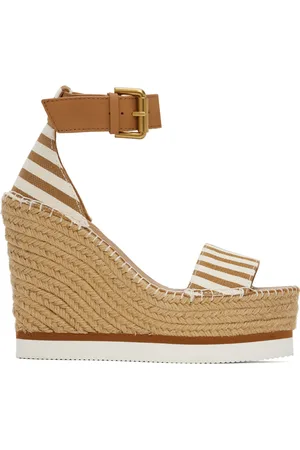 See by Chloé Tan & White Glyn Espadrille Heeled Sandals