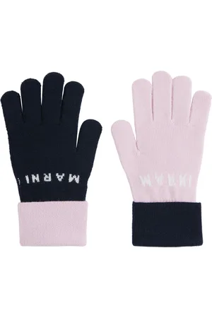 Marni Kids Purple & Navy Logo Gloves