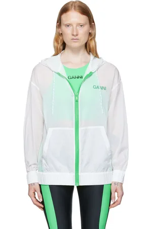 Ganni SSENSE Exclusive White Recycled Nylon Sport Hoodie
