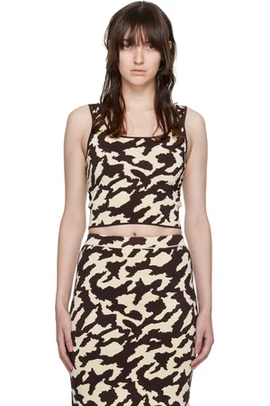Nanushka Brown & Off-White Sabrina Tank Top