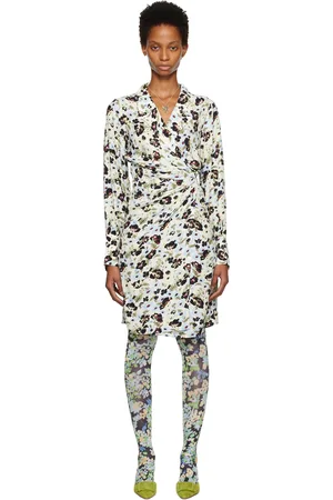 Ganni Off-White Floral Midi Dress