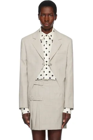 Moschino Beige Wool Check Blazer