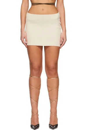 DANIELLE GUIZIO Off-White Wool Mini Skirt