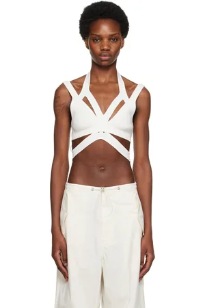 DION LEE White Interlink Tank Top