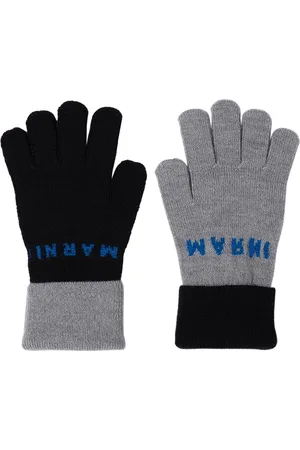 Marni Kids Gray Logo Gloves