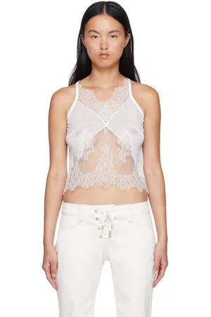 DION LEE White Nylon Tank Top