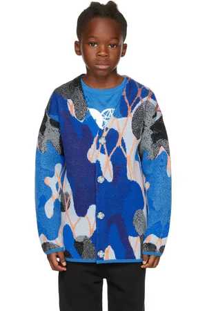 Burberry Kids Blue Camouflage Cardigan