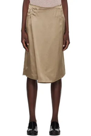 6397 Beige Wrap Midi Skirt