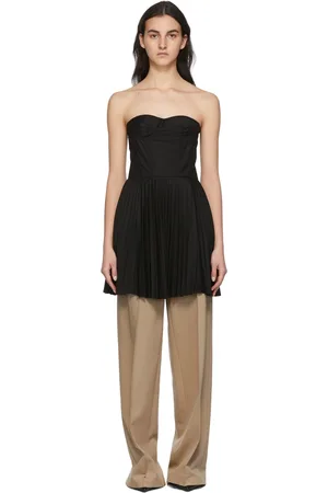Rokh Black Pleated Corset Dress