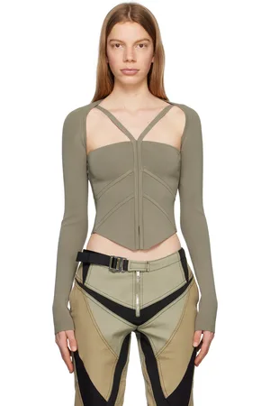 DION LEE Khaki Modular Darting Tank Top