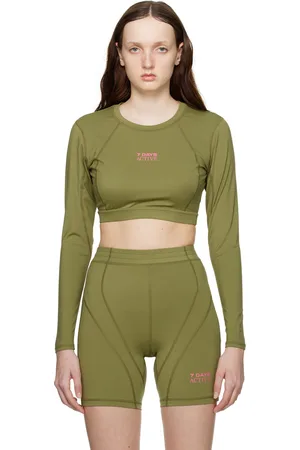 7 DAYS ACTIVE Green Cropped Long Sleeve T-Shirt