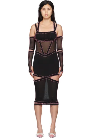 Nφdress SSENSE Exclusive Black & Pink Nylon Midi Dress