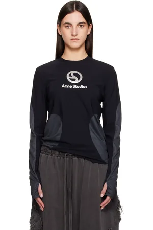 Acne Studios Black Long Sleeve Logo T-shirt