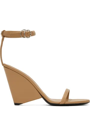 Courrèges Beige Oblique Leather Heeled Sandals