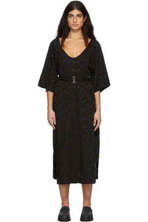Ganni Black Naia™ Acetate Midi Dress