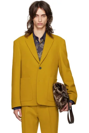 DRIES VAN NOTEN Yellow Notched Lapel Blazer
