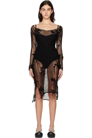 yuhan wang Hand-Knitted Floral Long Dress
